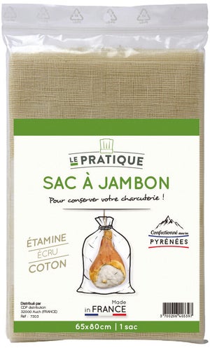 Sac à jambon étamine coton ecru 65 x 80 cm