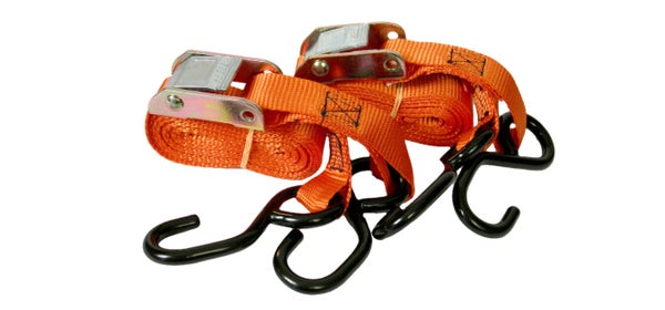 Lot de 2 sangles de serrage, polypropylene, XL PERFORM TOOLS, 3mx25mm, 150kg, crochets orange
