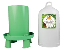 Abreuvoir double cylindre avec pieds ligne verte, 12L, diam 34 cm, H. 50 cm, CHIKA