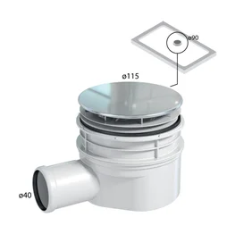 Bonde capot extra-plate horizontale pour receveur de douche diam. 90 mm h. 85 mm en inox, EQUATION