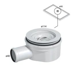 Bonde sans capot extra plate pour receveur de douche diam. 90 mm h.57 mm , EQUATION