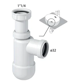 "Siphon pour lavabo recyclé Diam.1"" 1/4 (32mm), EQUATION"