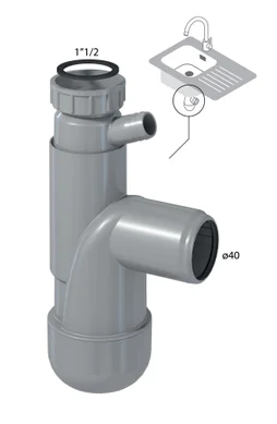 Siphon pour évier de cuisine réglable en hauteur de diam. 40 mm, EQUATION