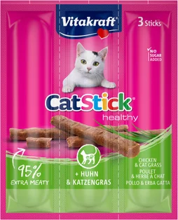 Lot de 3 friandises pour chat VITAKRAFT Stick mini poulet + herbe à chat