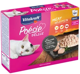 Lot de 6 pâtées pour chat VITAKRAFT Poésie Délice, multipack viandes, 85 g