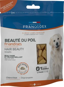 Friandise chien beauté du poils oméga 3/6 - biotine/zinc  75g FRANCODEX