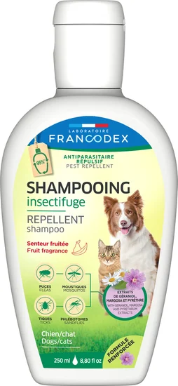 Shampooing antiparasitaire répulsif  chien/chat, fruité naturel, 250 ml