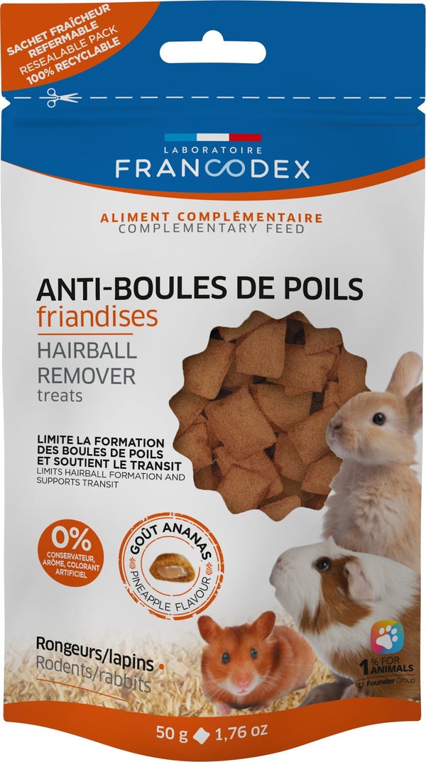 Friandise pour rongeur anti-boules de poil, lapin, 50 g