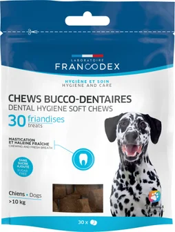 Friandise chien +10kg chews dentaires algue/menthe sans sucre 30pc