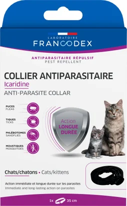 Collier antiparasitaire chat/chaton icaridine noir 35cm