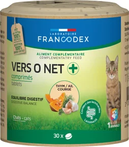 Complement alimentaire chat vers o net+ aux plantes 30 comprimes