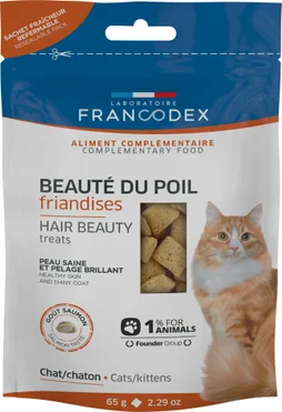 Friandise chat beauté poils anti oxydante acides gras vitamines 65 gr