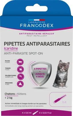 Antiparasitaire chaton - 2 kg icardine pipettes 4 x 0,6 ml