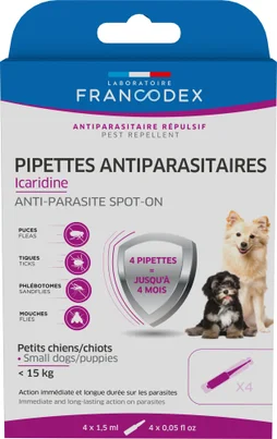 Antiparasitaire chiot/chien - 15 kg pipettes 4 x 1.5 ml