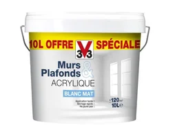 Peinture intérieure murs et plafonds acrylique blanc mat 10 l