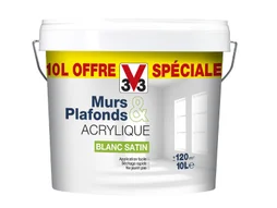 Peinture intérieure murs et plafonds acrylique blanc satin 10 l