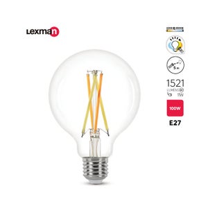 Ampoule led globe 95 mm E27 11w=100W 1521 lm claire 2200 à 6500K cct/dim tout en 1, LEXMAN