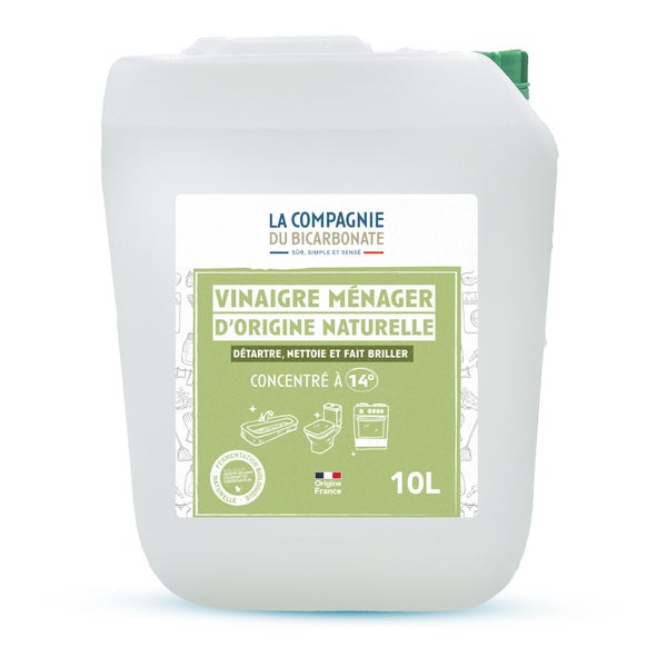 Vinaigre ménager blanc concentré 14 degrés  LA COMPAGNIE DU BICARBONATE 10L