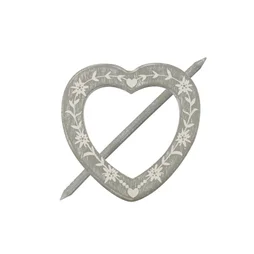 Embrasse Broche Coeur Gravé, Gris