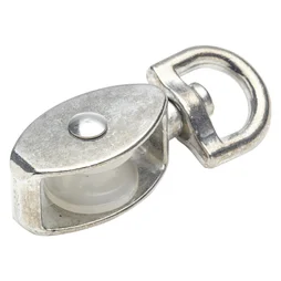 Lot De 2 Poulies À Oeil Pivot Acier Nickelé, Standers, Diam.15 X L.50 X L.15 Mm