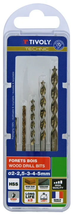 Coffret De 5 Forets Technic Bois, Diam.2 À 5 Mm Tivoly