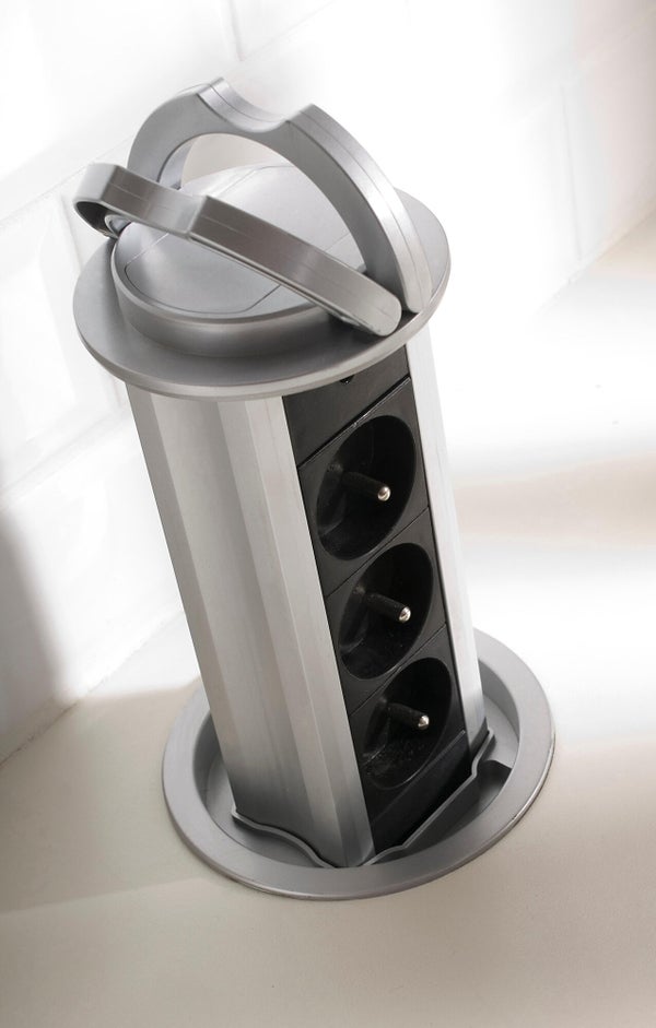 Bloc Encastrable Filaire, 3 Prises Noir Zenitech