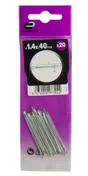 Lot de 20 goupilles fendues acier, STANDERS, diam.1.6 mm, L. 40 mm