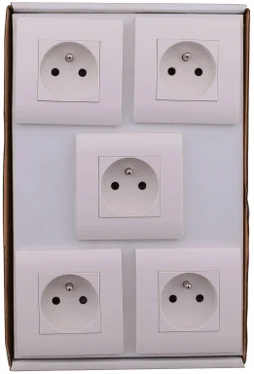 Lot de 5 prises avec terre Chantier, blanc