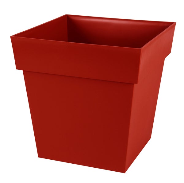 Pot Plastique Toscane, L.39 X L.39 X H.39 Cm, Rouge Rubis
