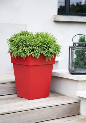 Pot Plastique Toscane, L.39 X L.39 X H.53 Cm, Rouge Rubis