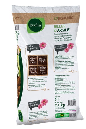Paillage minéral argile GEOLIA, 5 l
