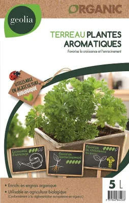 Terreau plantes aromatiques GEOLIA, 5 l