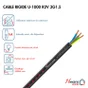 Câble électrique 3 G 1.5 mm² u1000r2v L.25 m, noir