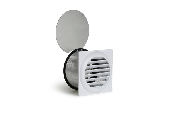 Grille d'entrée d'air frais acier, EQUATION, diam. 125 mm x L. 15 x H.15 cm