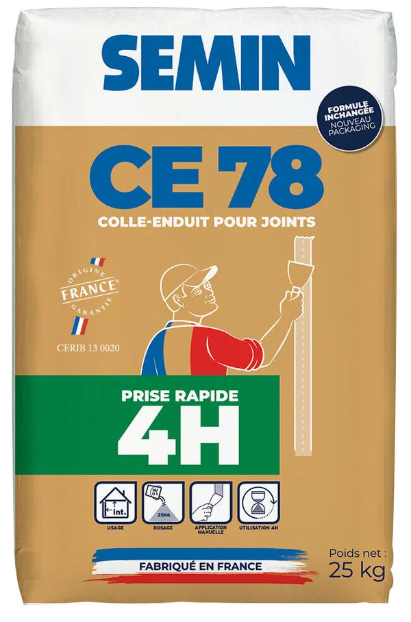 Enduit joint plaque plâtre CE78 4H SEMIN, poudre 25kg