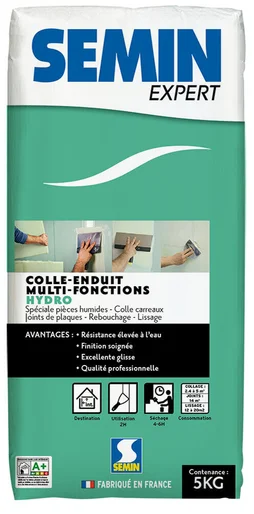 Enduit Colle, Poudre Semin Expert Blanc 5 Kg