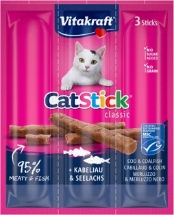 Lot de 3 friandises pour chat VITAKRAFT Stick mini colin/cabillaud