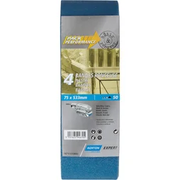 Lot de 4 bandes abrasives NORTON, 75 x 533 mm, grains 50