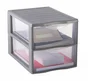 Boite de rangement en plastique avec 2 tiroirs Orgamix, l.26 x P.36 x H.25 cm argent