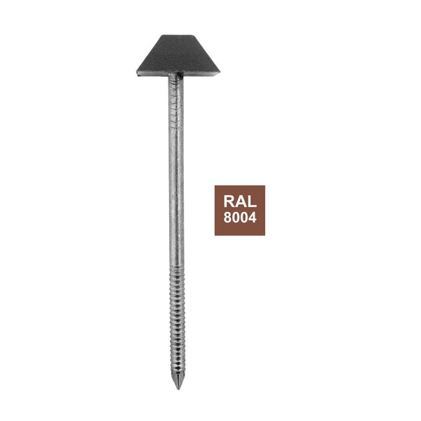 Lot De 100 Pointes Annelées, Bol-Fixations Tête Diamant Brique, 3.1 X 70 Mm