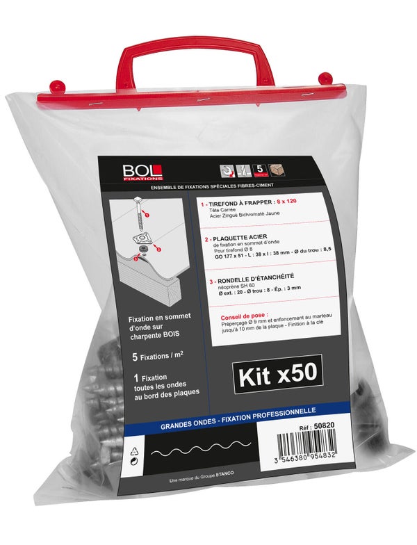 Kit De 50 Fixations, L.120 Mm Gris Bol-Fixations