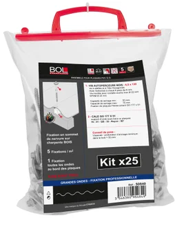 Kit De 25 Fixations, L.130 Mm Gris Bol-Fixations
