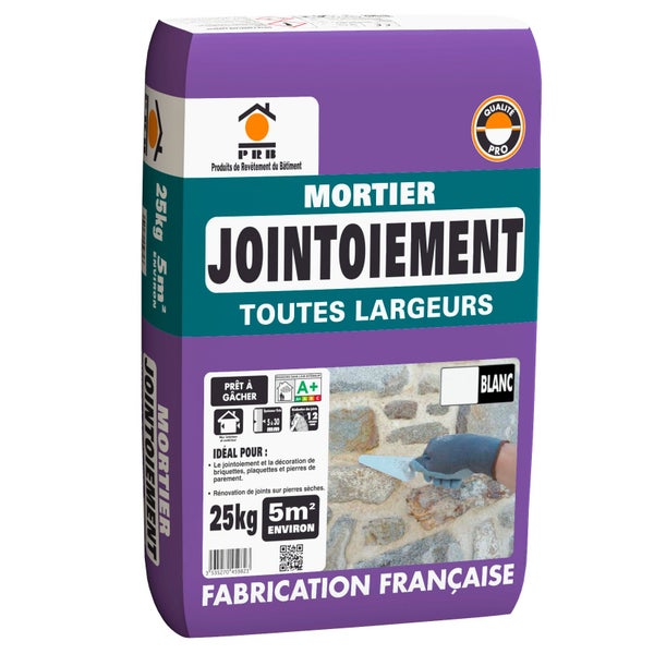 Mortier de jointoiement blanc PRB, 25 kg