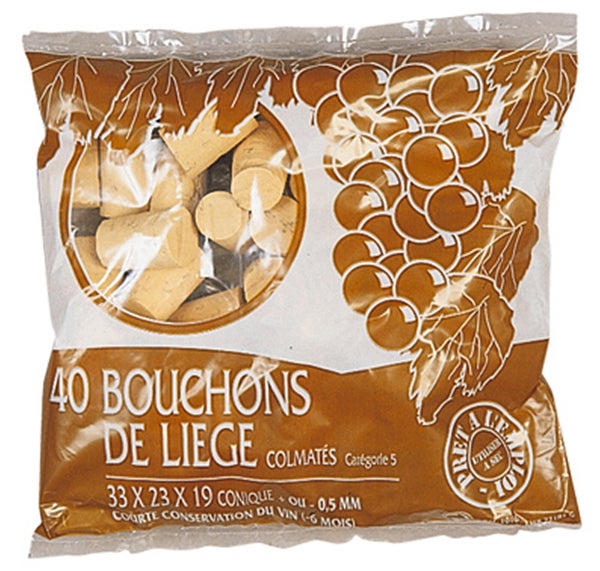 Sachet de 40 bouchons coniques en liège