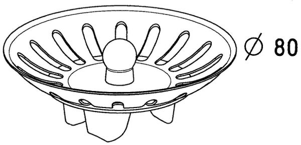 Panier pour bonde d'évier en inox diam.  80 mm