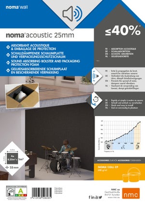 Lot de 4 plaques mur et plafond NOMA ACOUSTIC L.0.5 x l.0.5 x Ep.25 mm