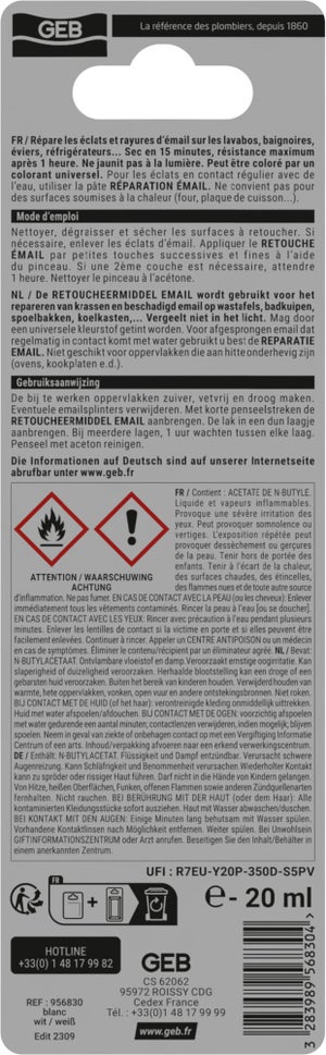 Retouche Émail Blanc Geb, 0.02 L