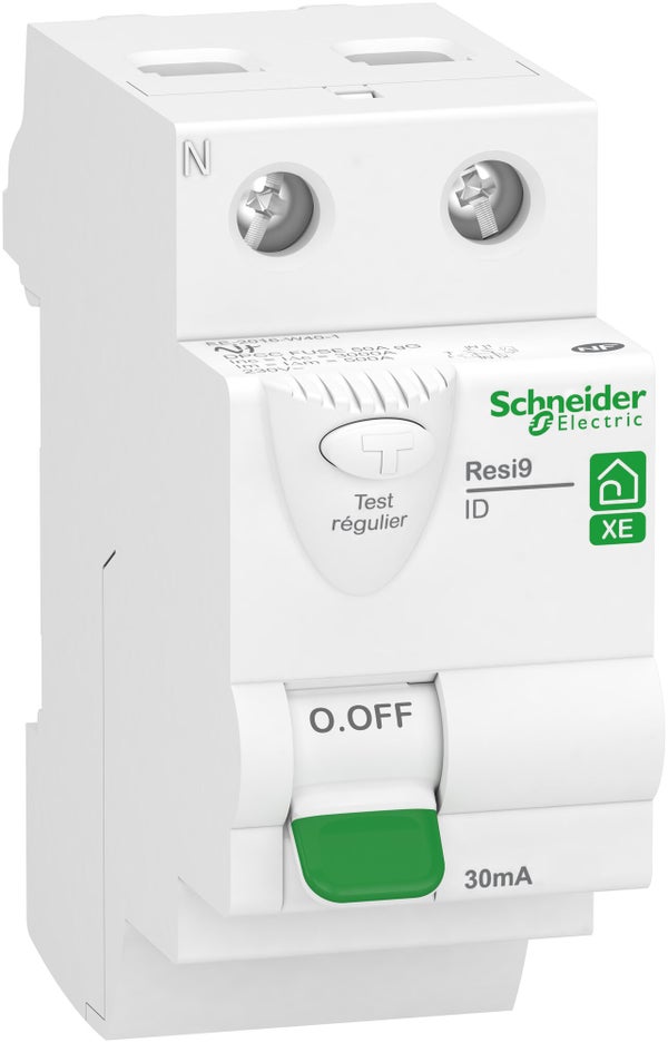 Interrupteur différentiel embrochable 30mA 40A type A Resi9 XE, SCHNEIDER ELECTRIC