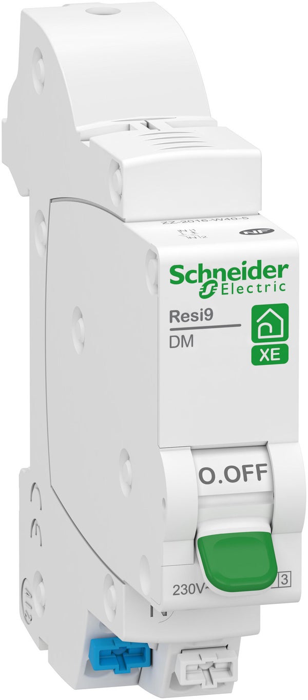 Disjoncteur embrochable courbe C phase + neutre 10A Resi9 XE, SCHNEIDER ELECTRIC