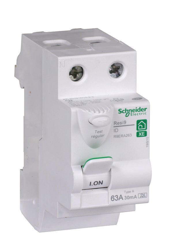 Interrupteur différentiel 30mA 63A type A Resi9 XE, SCHNEIDER ELECTRIC